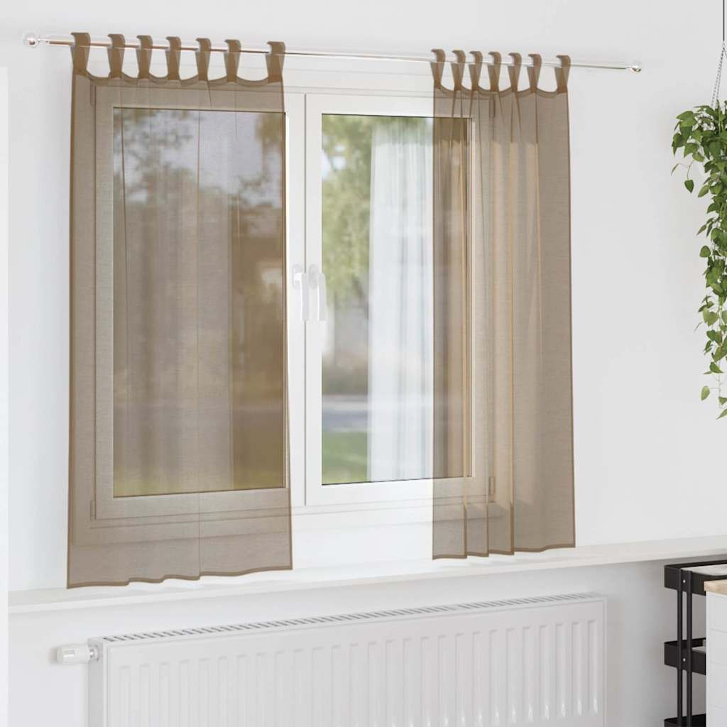 vidaXL Voile Vorhänge mit Schlaufen 2 Stk. Hellbraun 140x175 cm