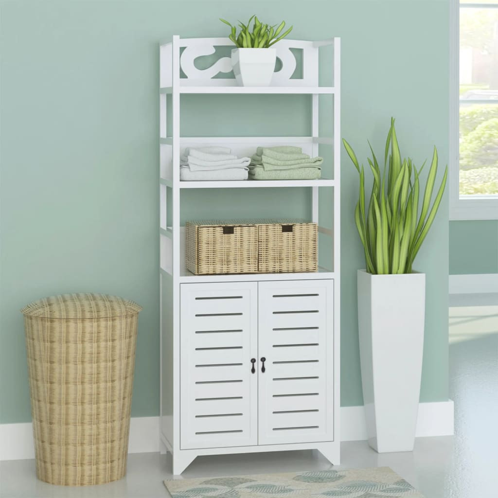 vidaXL Badezimmerschrank Albuquerque Holz Weiß 46x24x117,5 cm