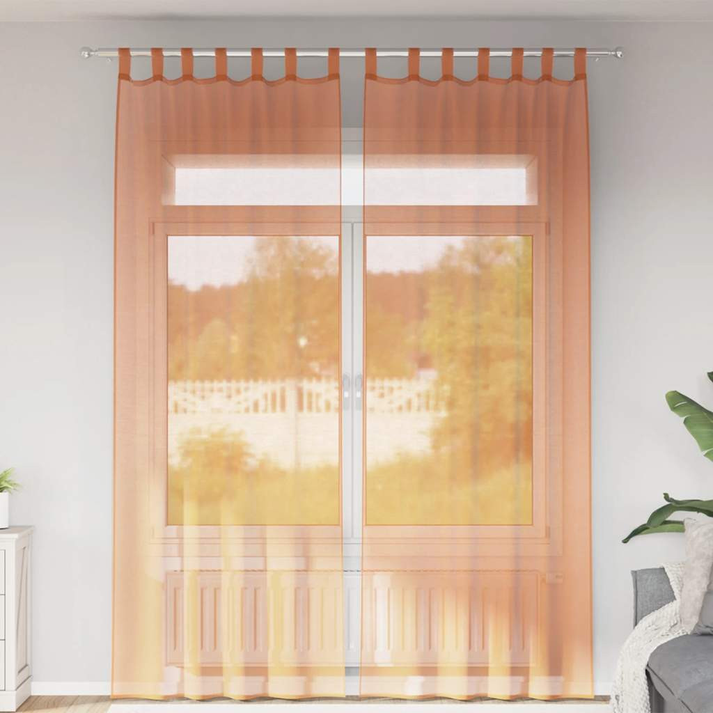 vidaXL Voile Vorhänge mit Schlaufen 2 Stk. Terrakottarot 140x260 cm