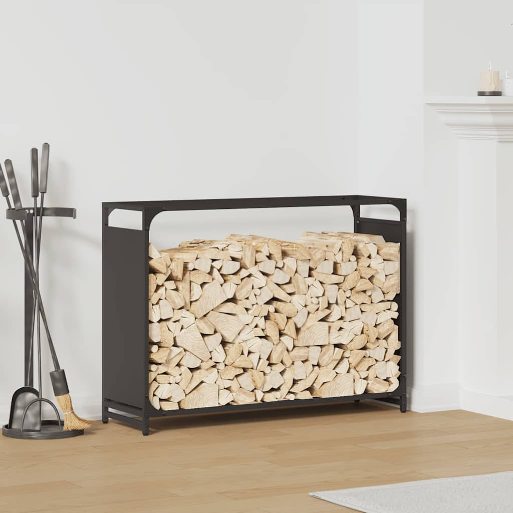 vidaXL Brennholzregal Schwarz 90x28x65 cm Kaltgewalzter Stahl