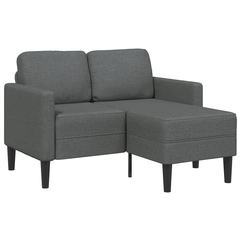 vidaXL 2-Sitzer-Sofa mit Chaiselongue L-förmig Dunkelgrau 125 cm Stoff