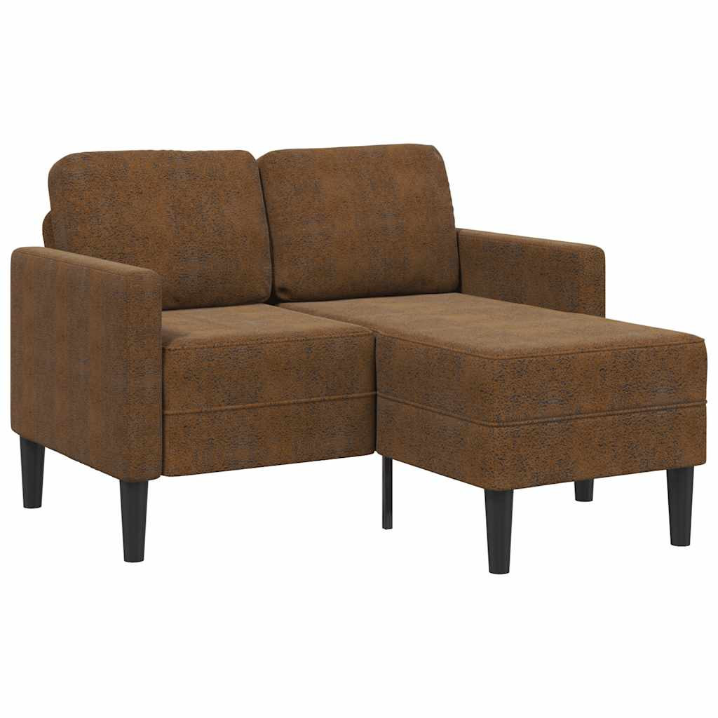 vidaXL 2-Sitzer-Sofa mit Chaiselongue L-Form Braun 125 cm Kunstleder