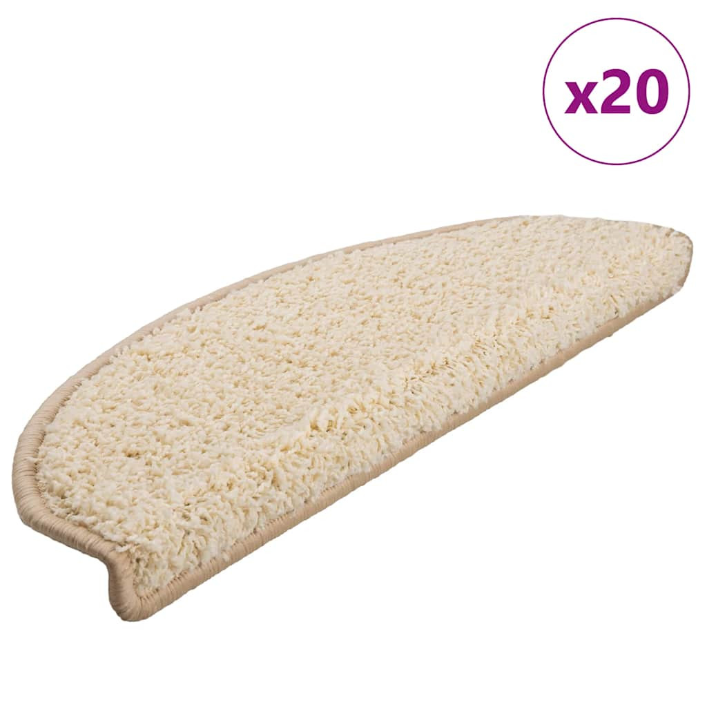 vidaXL Stufenmatten 20 Stk. 65x21x4 cm Creme Halbrund Groß
