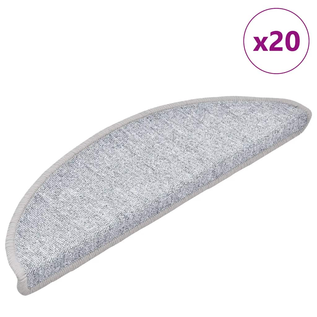 vidaXL Stufenmatten 20 Stk. 56x17x3 cm Hellgrau Halbrund