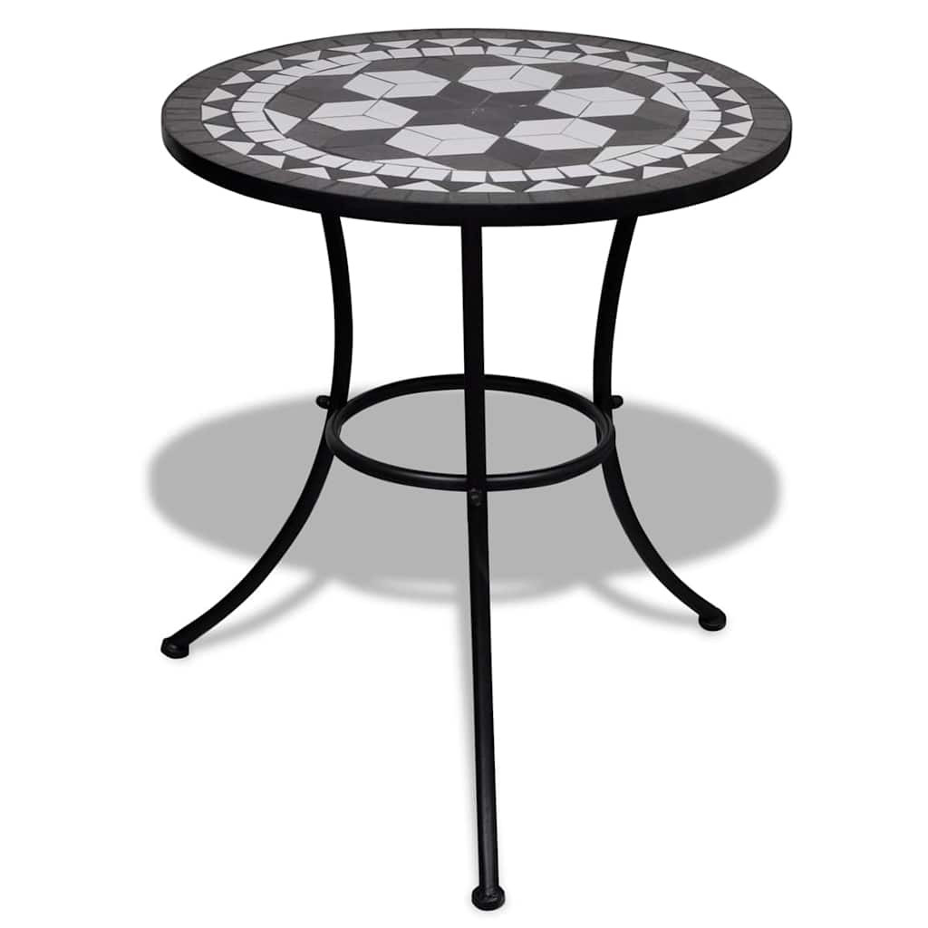 vidaXL Bistrotisch Schwarz und Weiß 60 cm Mosaik