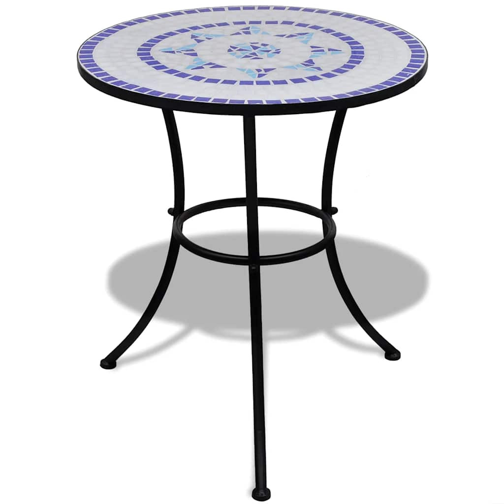 vidaXL Bistrotisch Blau und Weiß 60 cm Mosaik