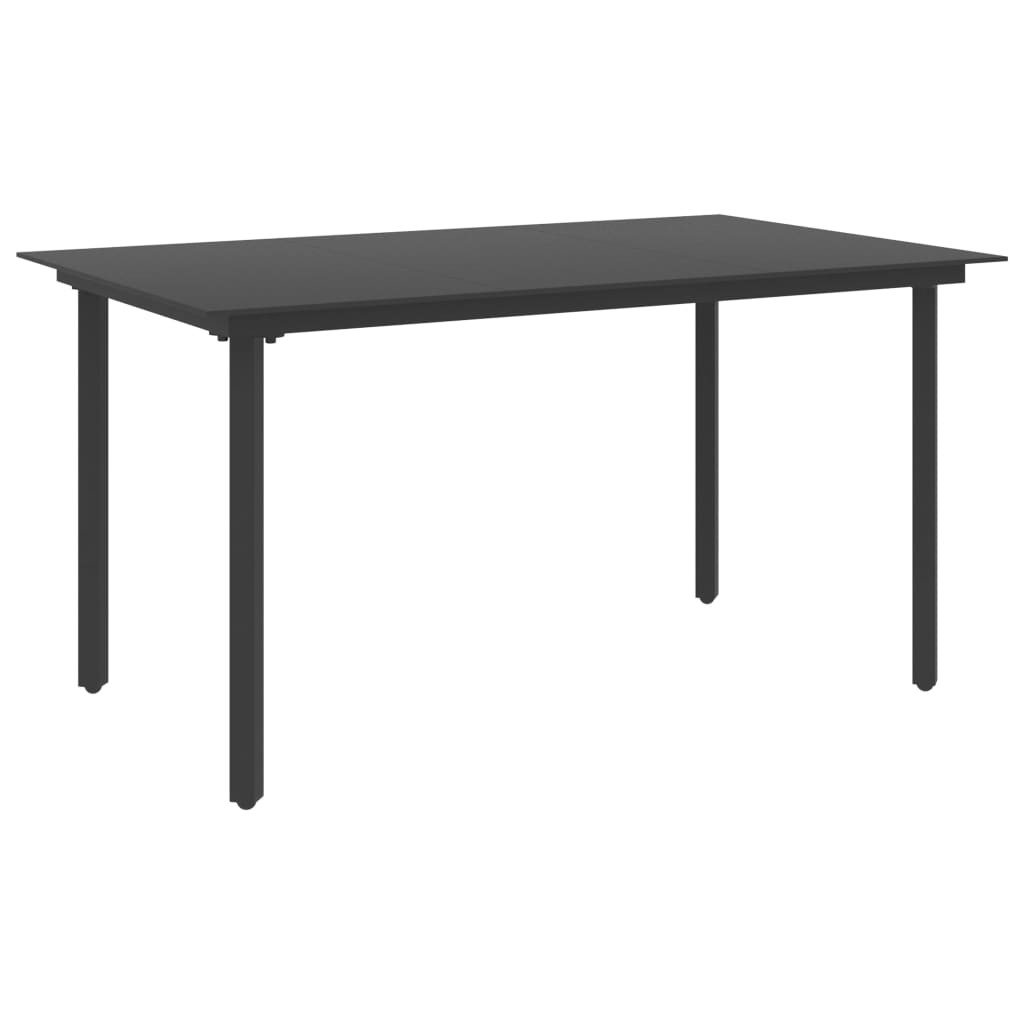 vidaXL Garten-Esstisch Schwarz 150x80x74 cm Stahl und Glas
