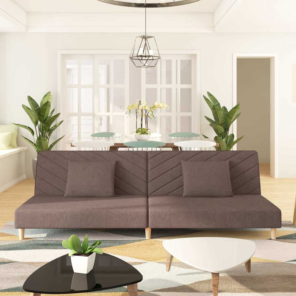 vidaXL Schlafsofa 2-Sitzer mit 2 Kissen Taupe Stoff