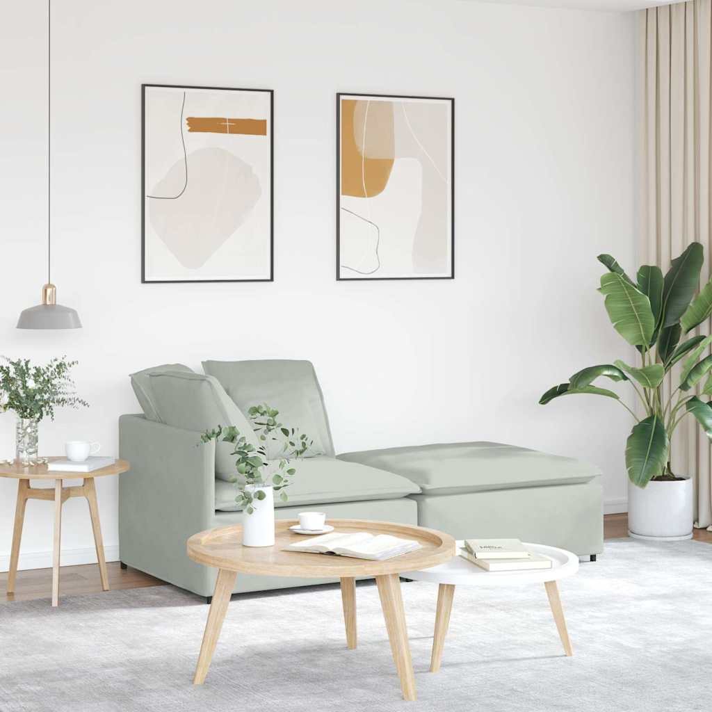 vidaXL Modulares Sofa mit Fußhocker Kissen Samt Hellgrau