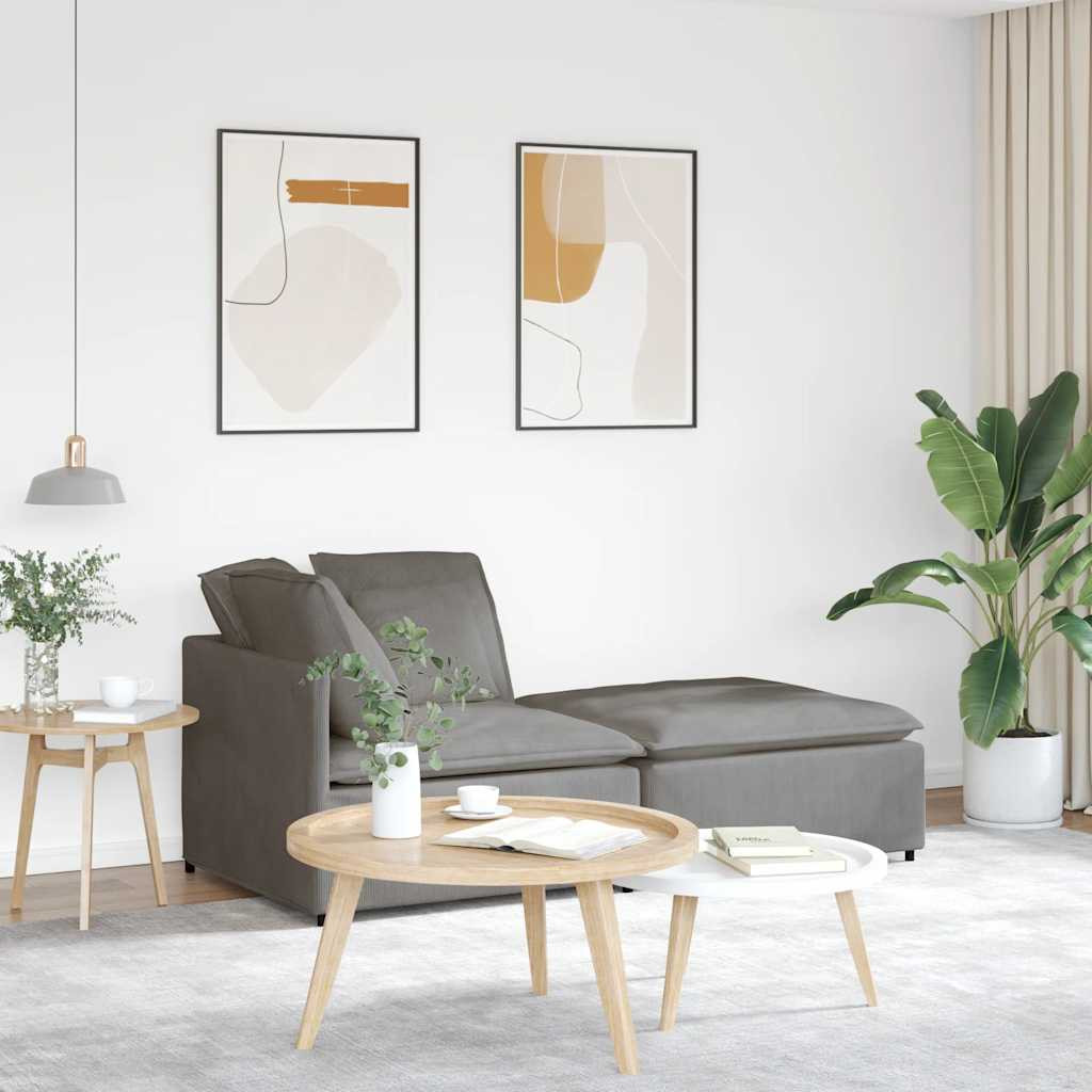 vidaXL Modulares Sofa mit Fußhocker Kissen Cordstoff Hellgrau