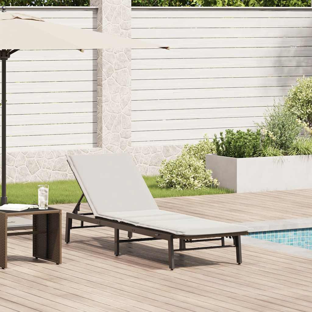 vidaXL Sonnenliege mit Auflage Braun Poly Rattan