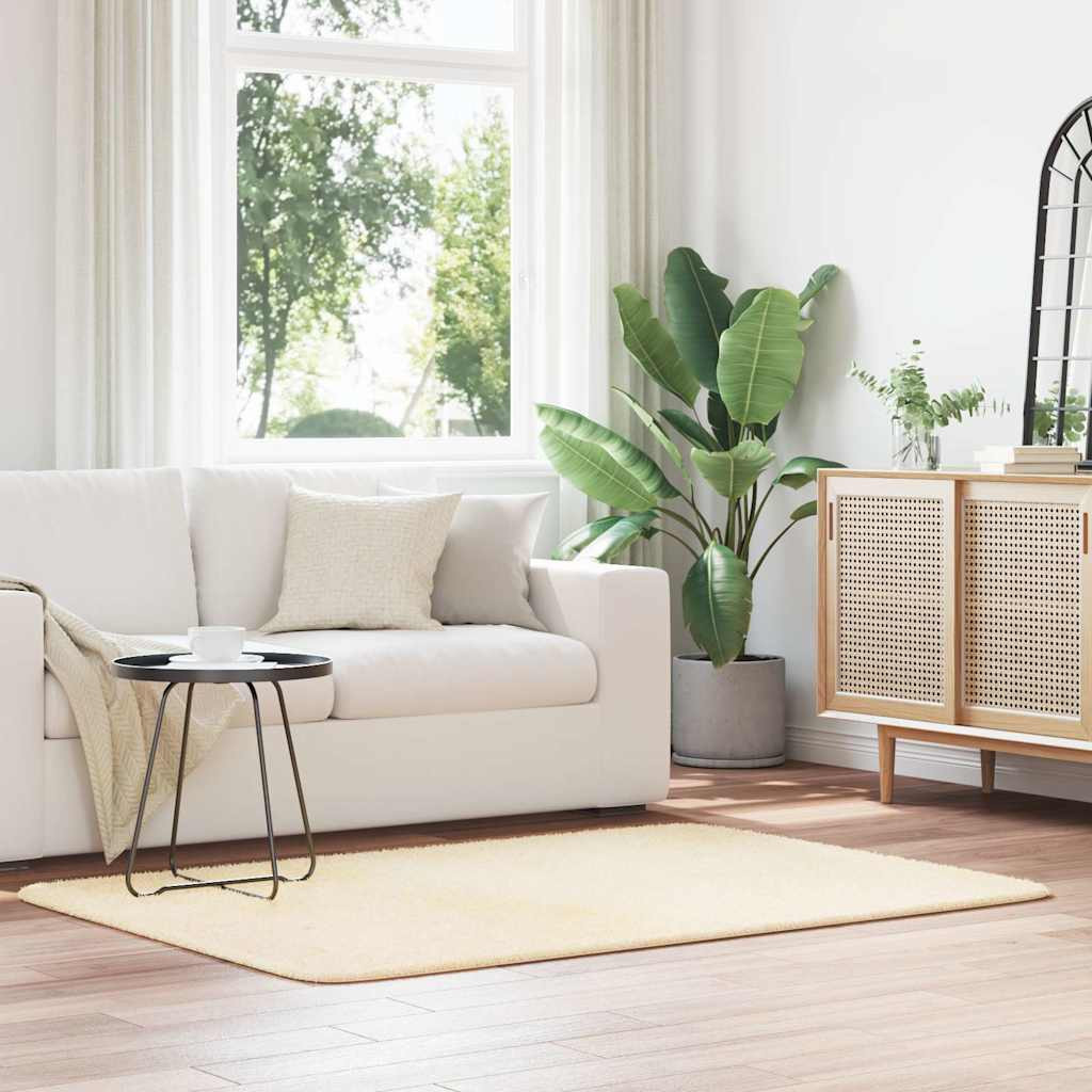 vidaXL Teppich Shaggy Hochflor NAVARRA Creme 120x170 cm Polyester