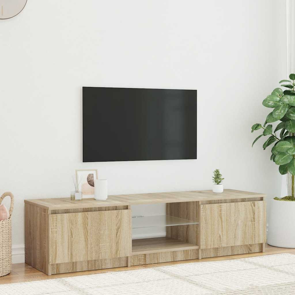 vidaXL TV-Schrank mit LED-Leuchten Räuchereiche 140x40x36 cm