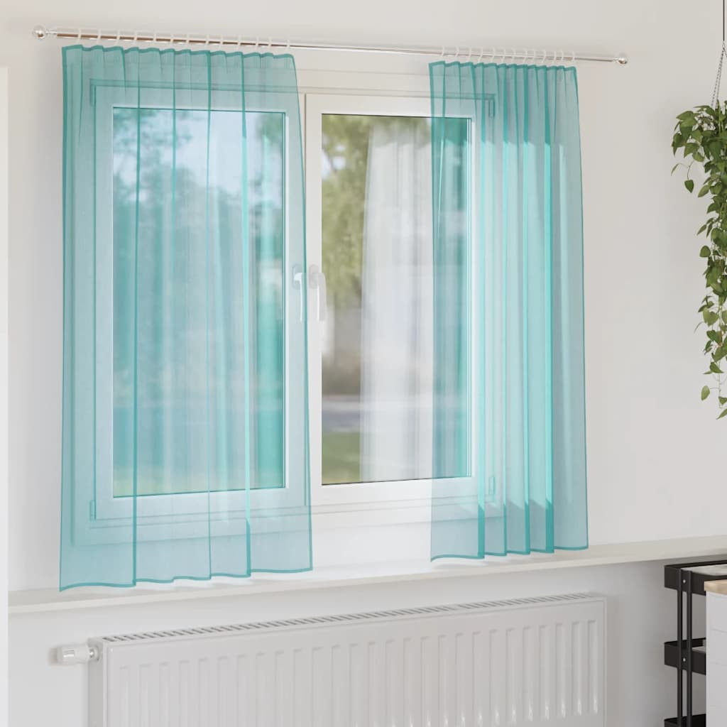 vidaXL Voile Vorhänge mit Stangentaschen 2 Stk. Türkis