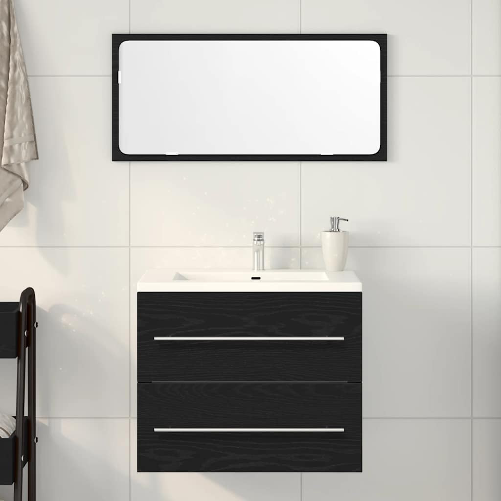 vidaXL Waschbeckenunterschrank Schwarz Eichen-Optik 60x38,5x48 cm