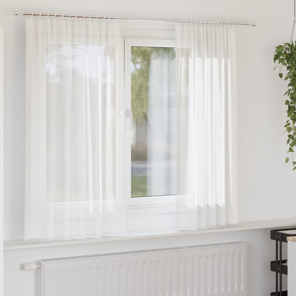 vidaXL Voile Vorhänge mit Stangentaschen 2 Stk. Weiß