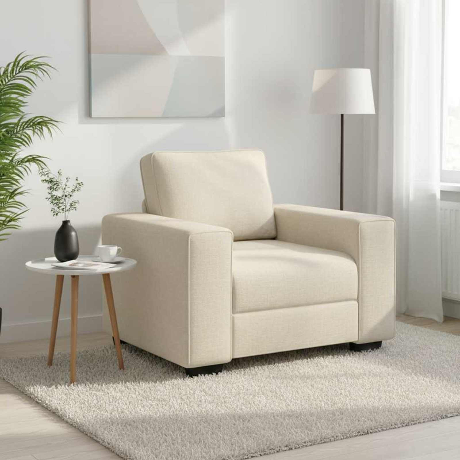 vidaXL Sofa-Sessel Beige 100 cm Leinenmischgewebe