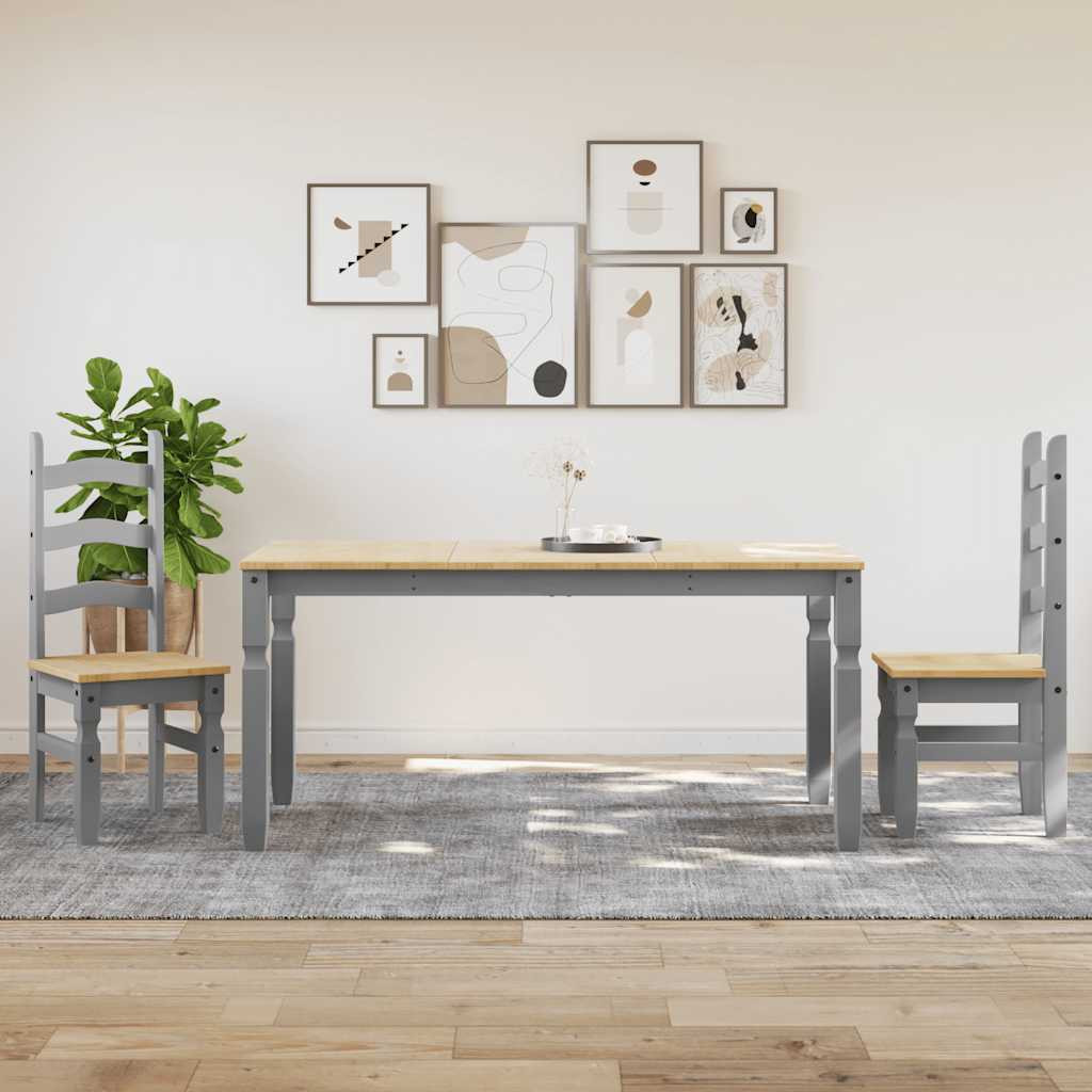 vidaXL 3-tlg. Essgruppe PANAMA Grau Massivholz Kiefer