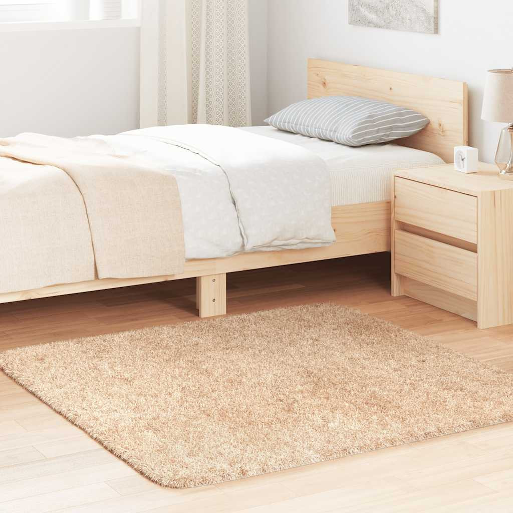 vidaXL Teppich Shaggy Hochflor NAVARRA Beige 120x120 cm Polyester