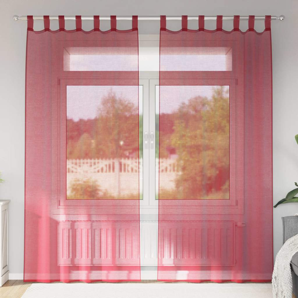 vidaXL Voile Vorhänge mit Stangentaschen 2 Stk. Weinrot