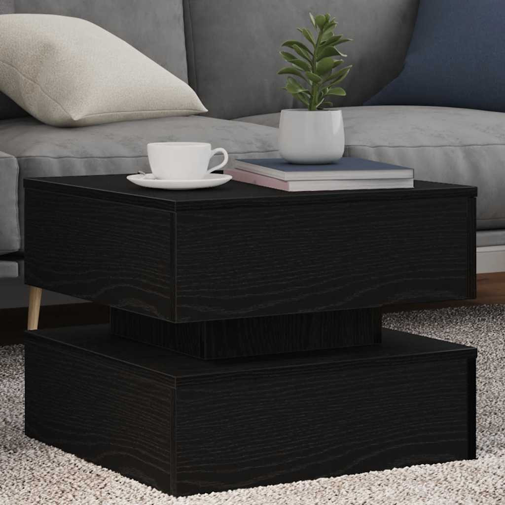 vidaXL Couchtisch mit LED-Leuchten Schwarz Eichen-Optik 50x50x40 cm