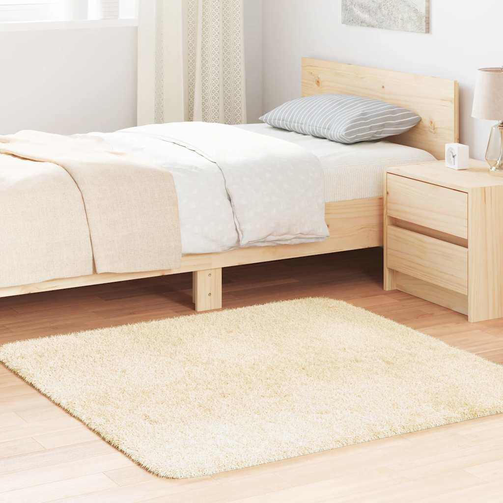 vidaXL Teppich Shaggy Hochflor NAVARRA Creme 120x120 cm Polyester