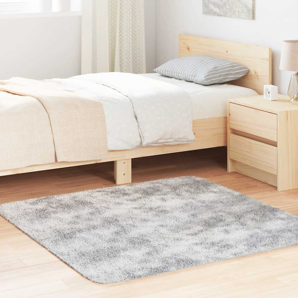 vidaXL Teppich Shaggy Hochflor NAVARRA Silbergrau 120x120 cm Polyester