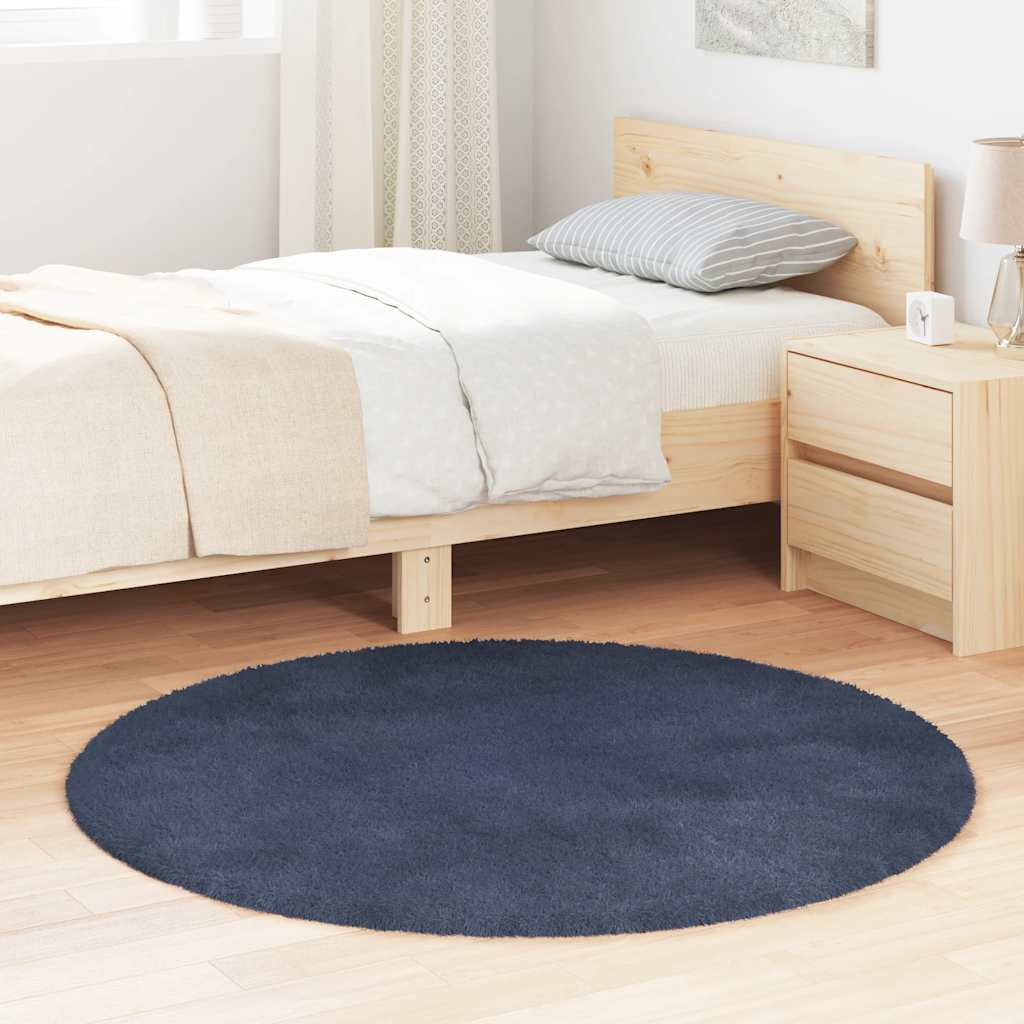 vidaXL Teppich Shaggy Hochflor NAVARRA Marineblau 120x120 cm Polyester