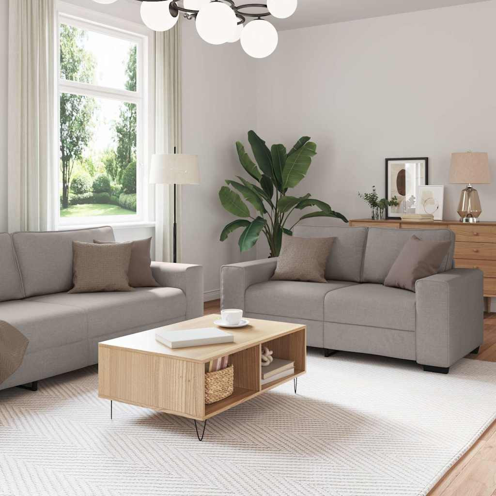 vidaXL 2-tlg. Sofagarnitur mit Kissen Taupe Stoff