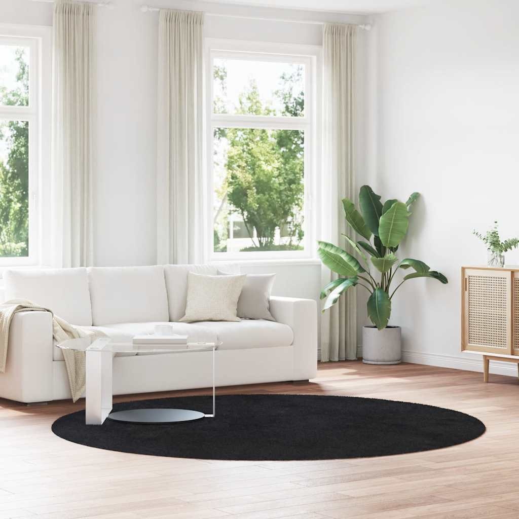 vidaXL Teppich Shaggy Hochflor NAVARRA Schwarz 240x240 cm Polyester