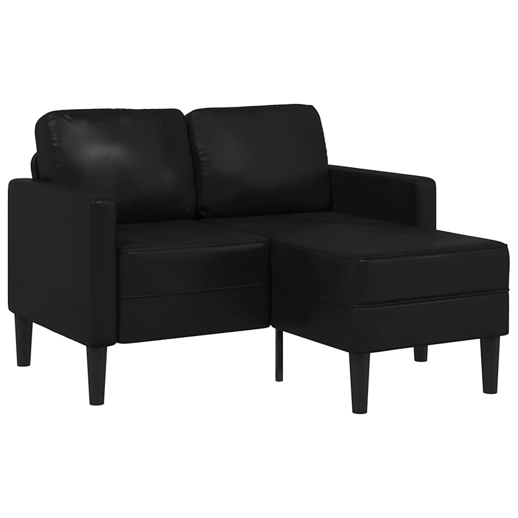 vidaXL 2-Sitzer-Sofa mit Chaiselongue L-förmig Schwarz 125 cm Kunstleder