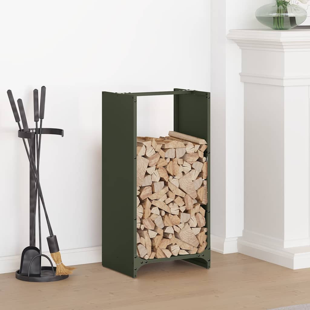 vidaXL Brennholzregal Olivgrün 40x30x80 cm Kaltgewalzter Stahl