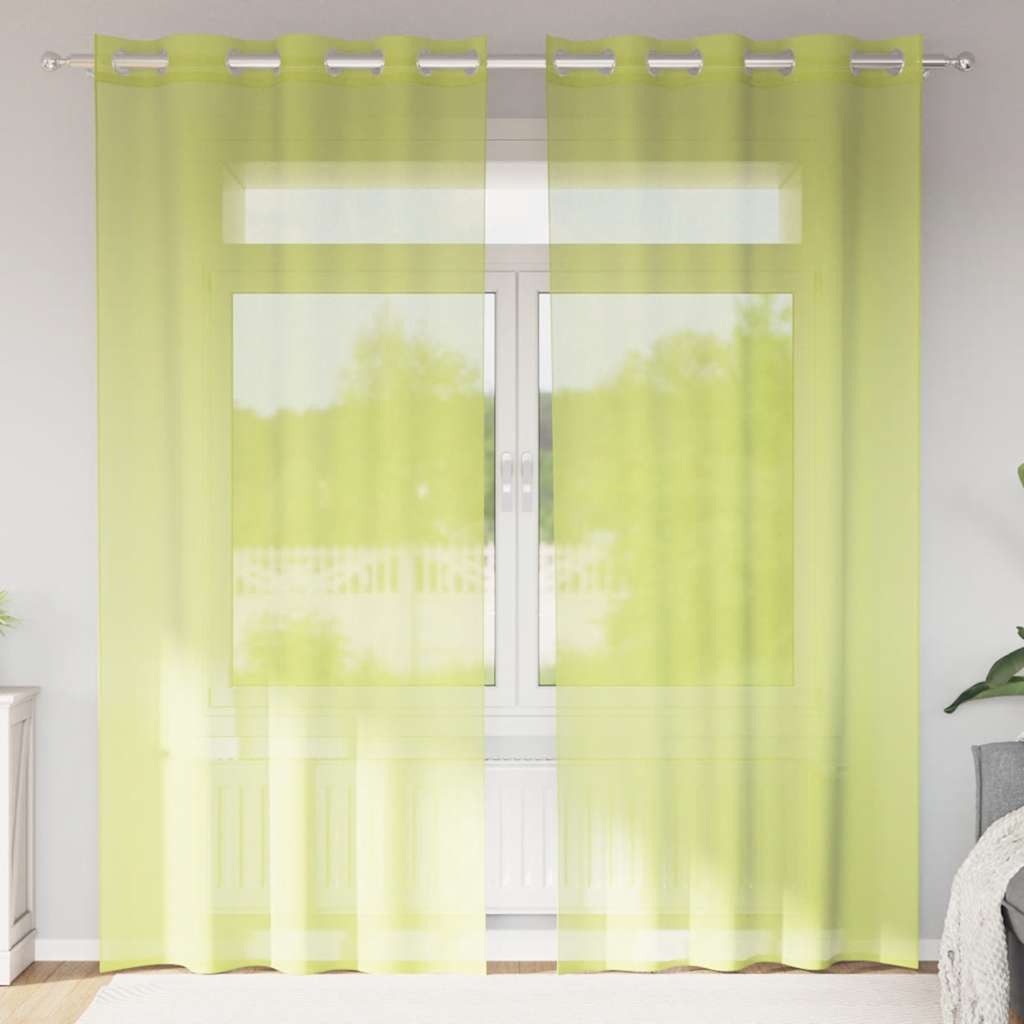 vidaXL Voile Vorhänge mit Ösen 2 Stk. Apfelgrün 140x245 cm