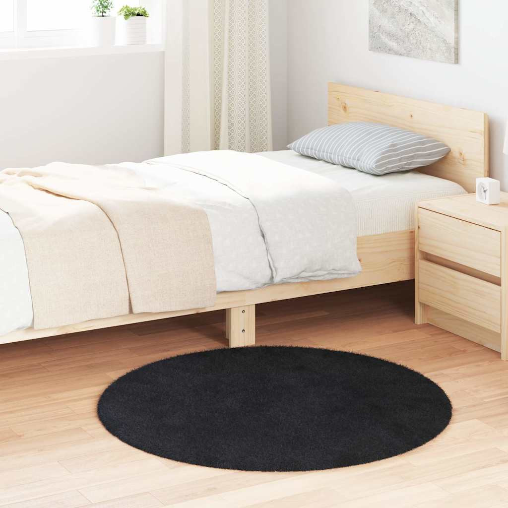 vidaXL Teppich Shaggy Hochflor NAVARRA Schwarz 100x100 cm Polyester