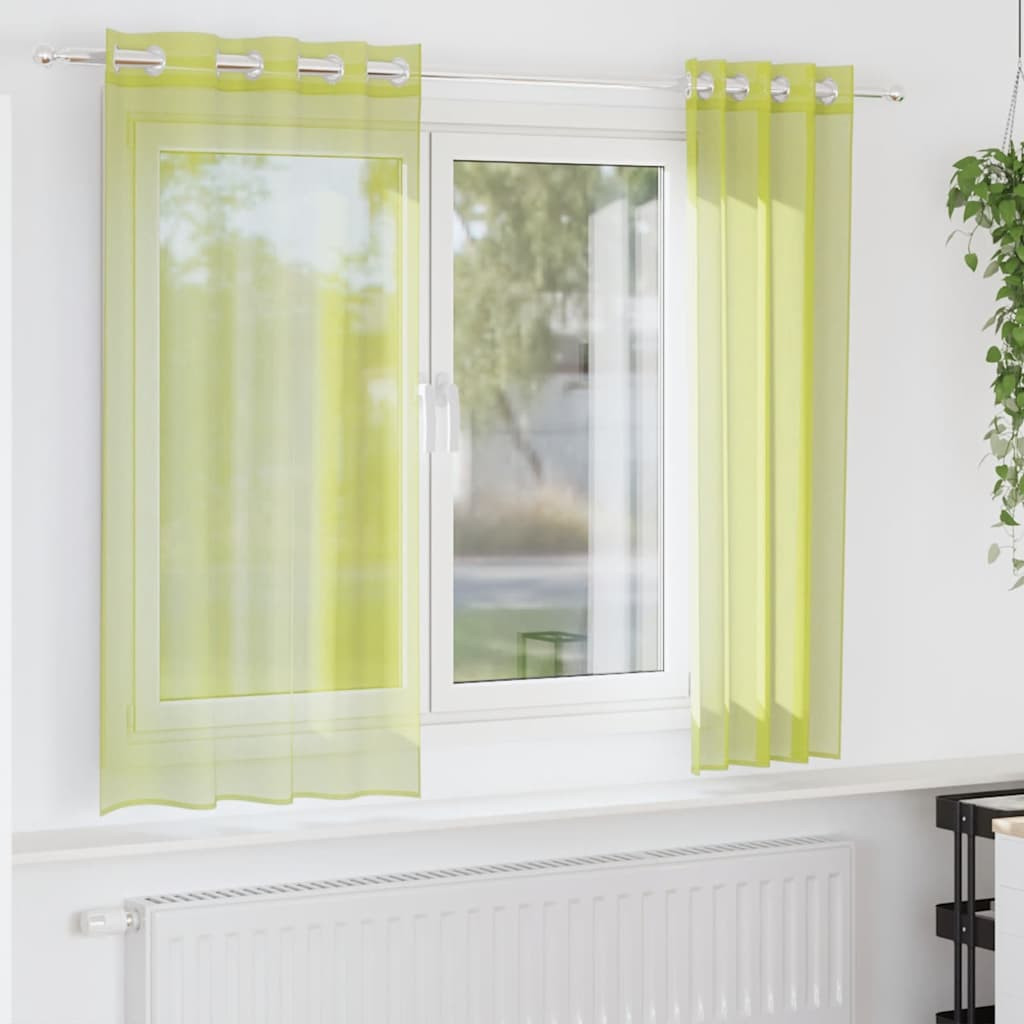 vidaXL Voile Vorhänge mit Ösen 2 Stk. Apfelgrün 140x175 cm
