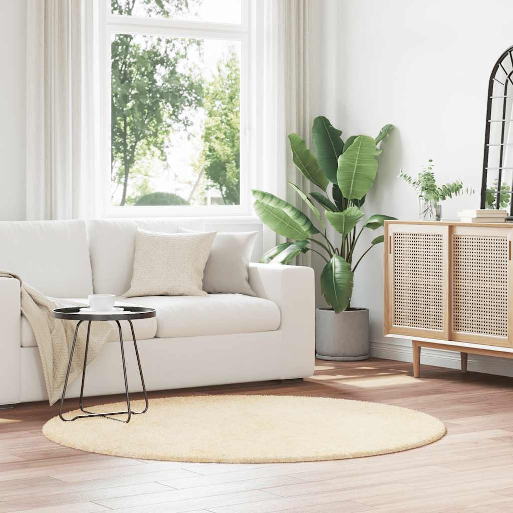 vidaXL Teppich Shaggy Hochflor NAVARRA Creme 160x160 cm Polyester