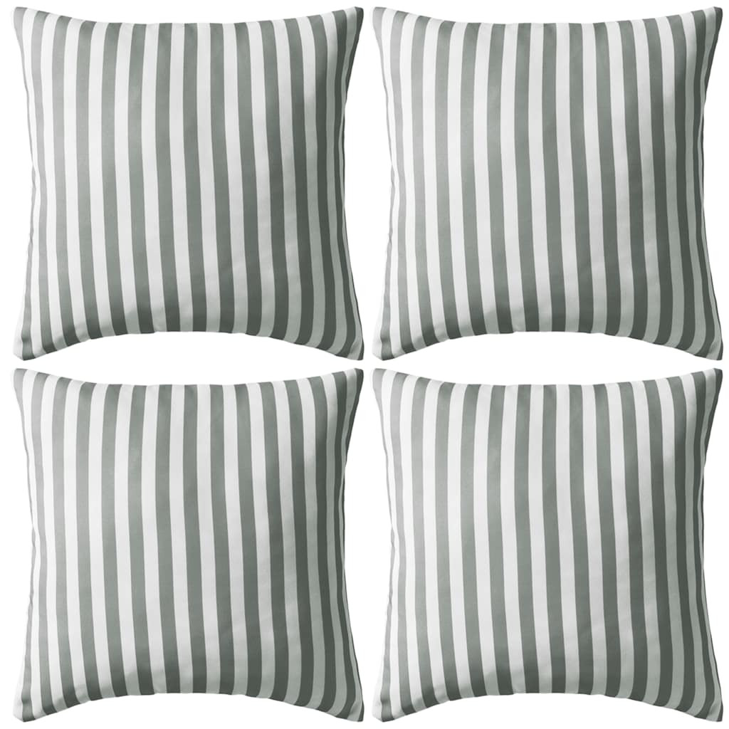 vidaXL Gartenkissen 4 Stk. Streifenmuster 45 x 45 cm Grau