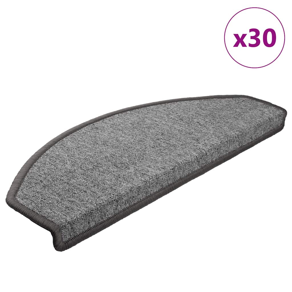 vidaXL Stufenmatten 30 Stk. 65x24x4 cm Dunkelgrau Halbrund Groß