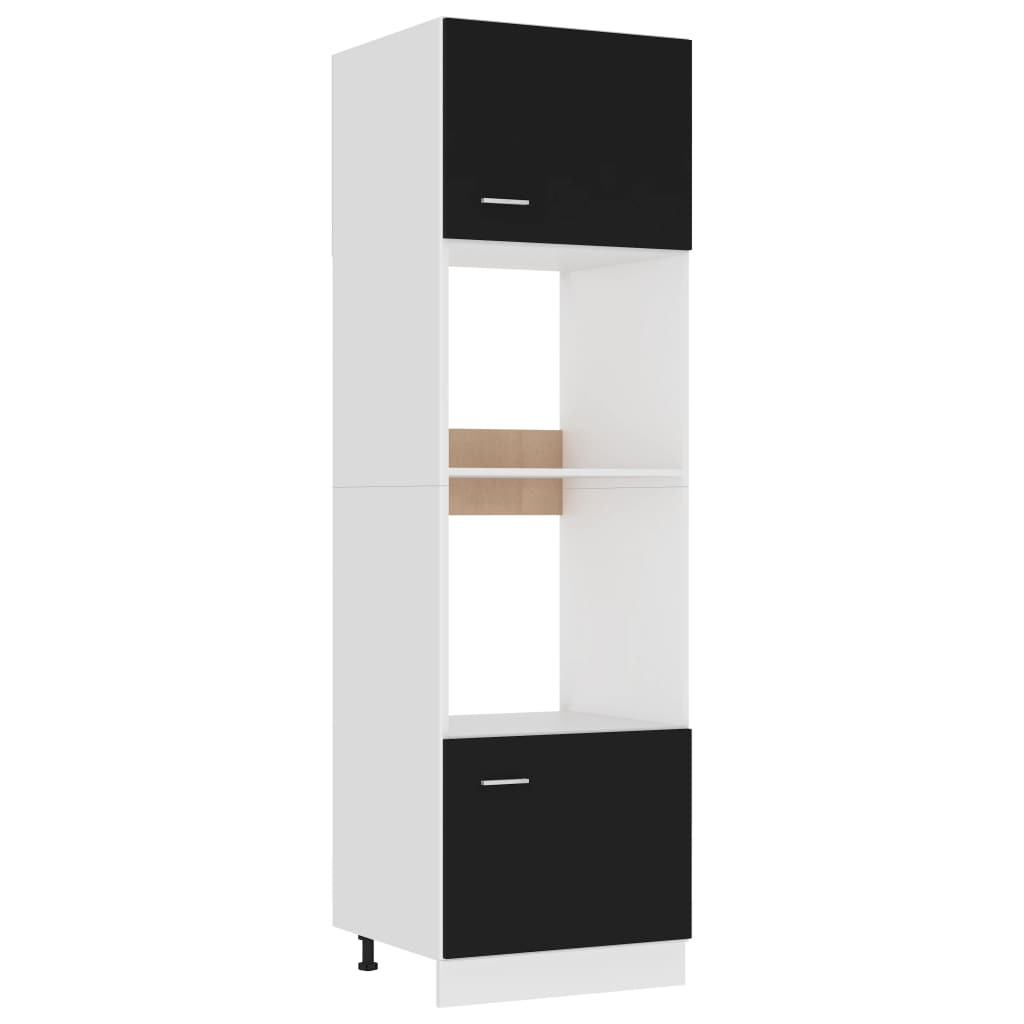 vidaXL Mikrowellenumbauschrank Lyon Schwarz 60x57x207 cm Holzwerkstoff