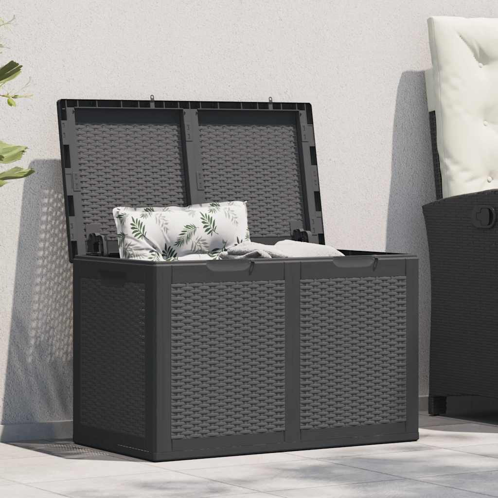 vidaXL Garten-Aufbewahrungsbox 180 L Schwarz PP Rattan