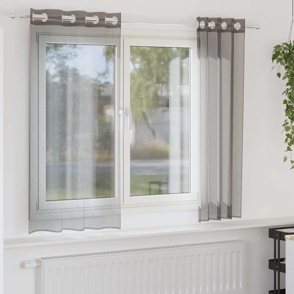 vidaXL Voile Vorhänge mit Ösen 2 Stk. Dunkelgrau 140x140 cm
