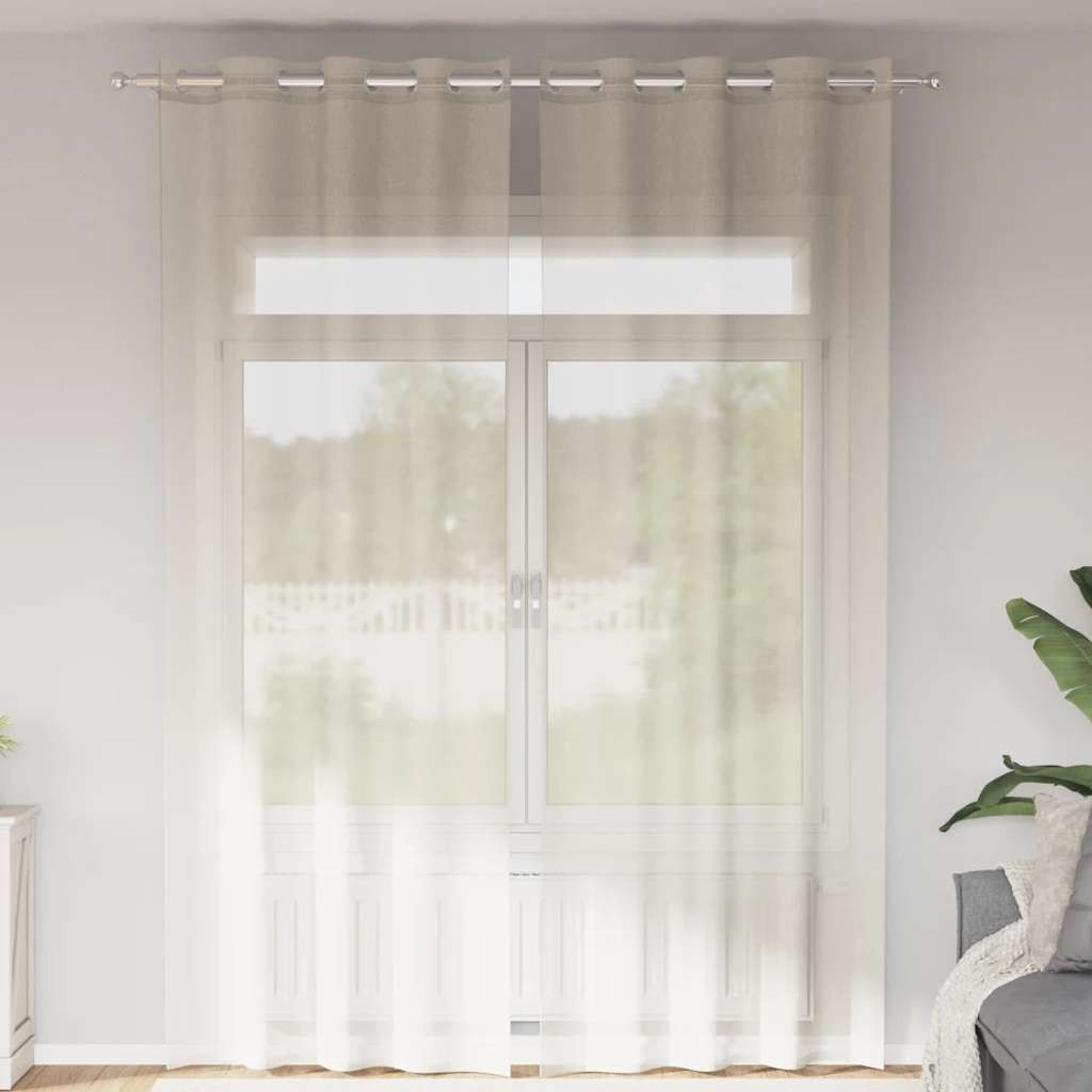 vidaXL Voile Vorhänge mit Ösen 2 Stk. Creme 140x260 cm