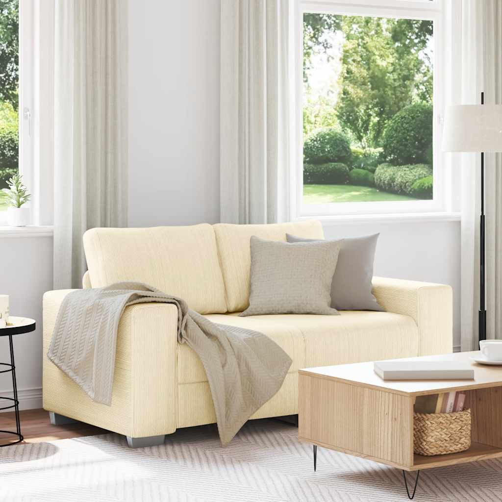 vidaXL Zweisitzer-Sofa Creme 160x77x82 cm Cordstoff