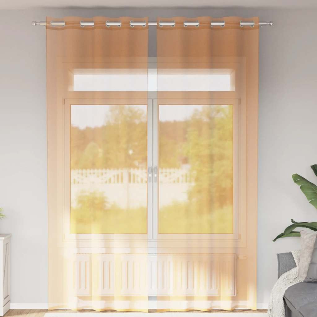 vidaXL Voile Vorhänge mit Ösen 2 Stk. Orange 140x300 cm
