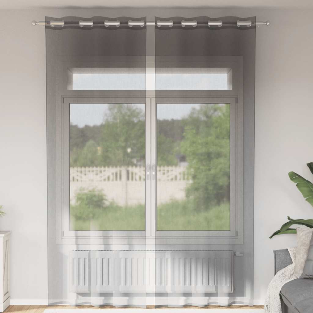 vidaXL Voile Vorhänge mit Ösen 2 Stk. Dunkelgrau 140x300 cm