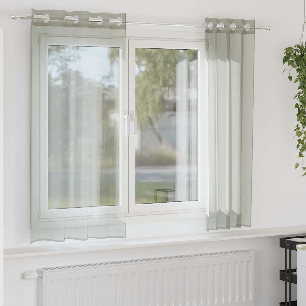 vidaXL Voile Vorhänge mit Ösen 2 Stk. Hellgrau 140x140 cm