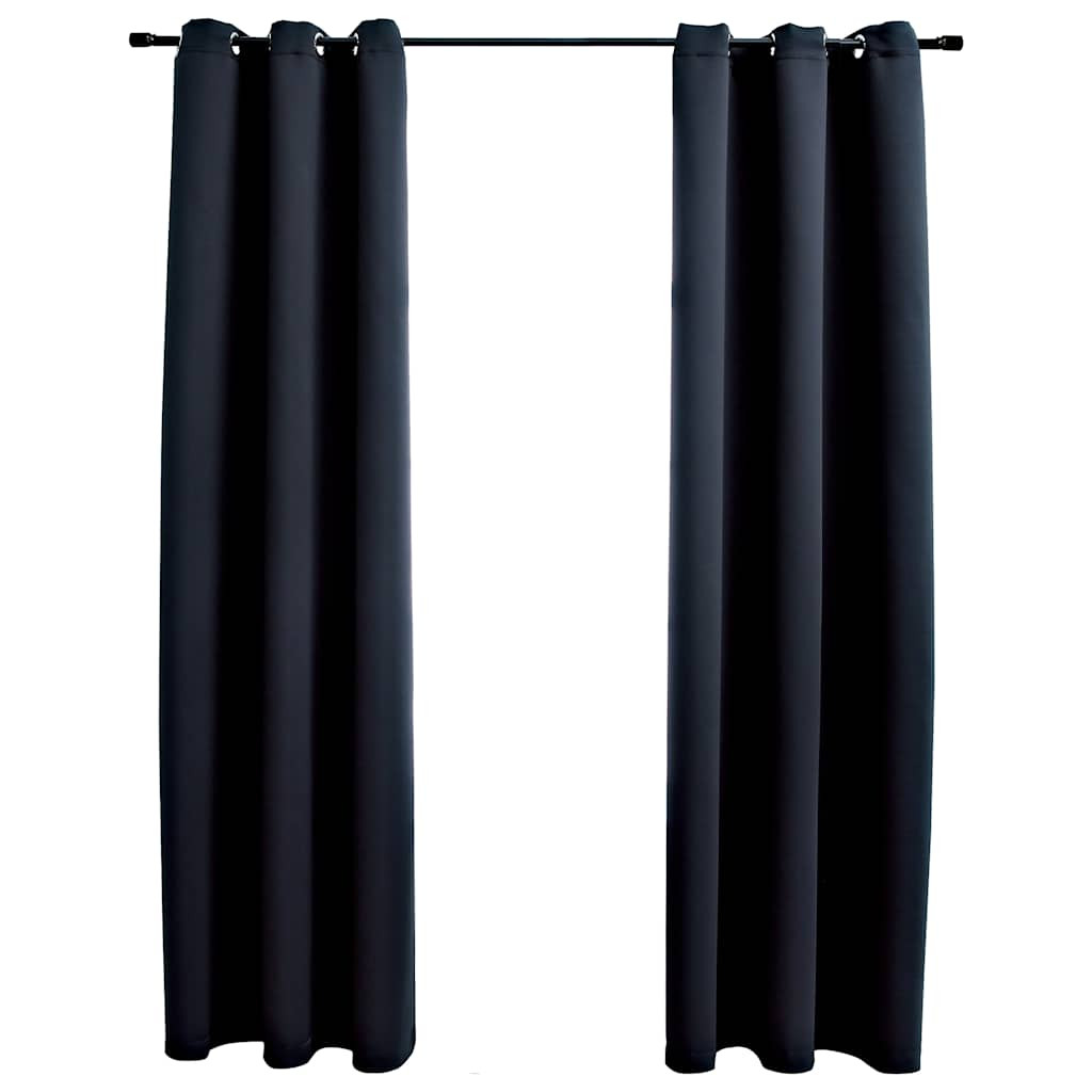 vidaXL Verdunkelungsvorhänge mit Ringen 2 Stk. Schwarz 97x213 cm Stoff