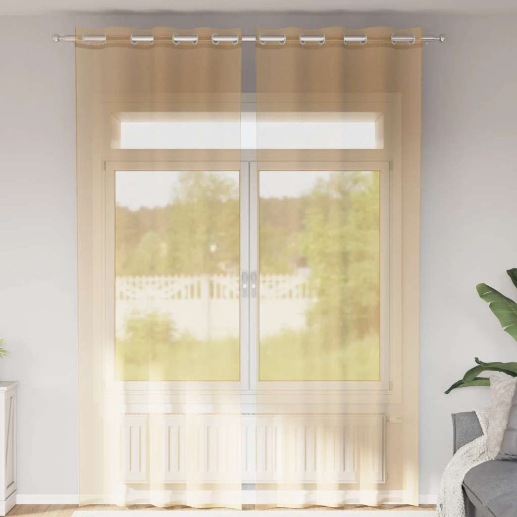 vidaXL Voile Vorhänge mit Ösen 2 Stk. Sandfarbe