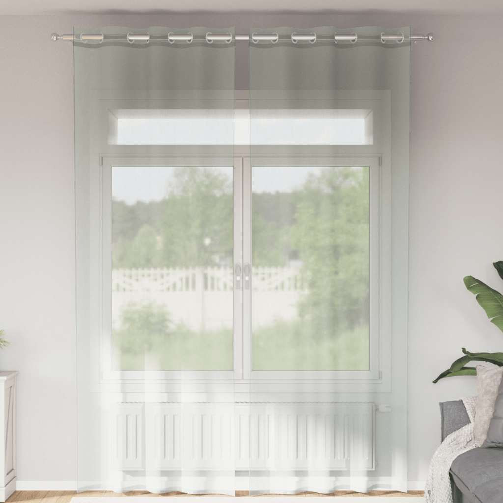 vidaXL Voile Vorhänge mit Ösen 2 Stk. Hellgrau 140x260 cm