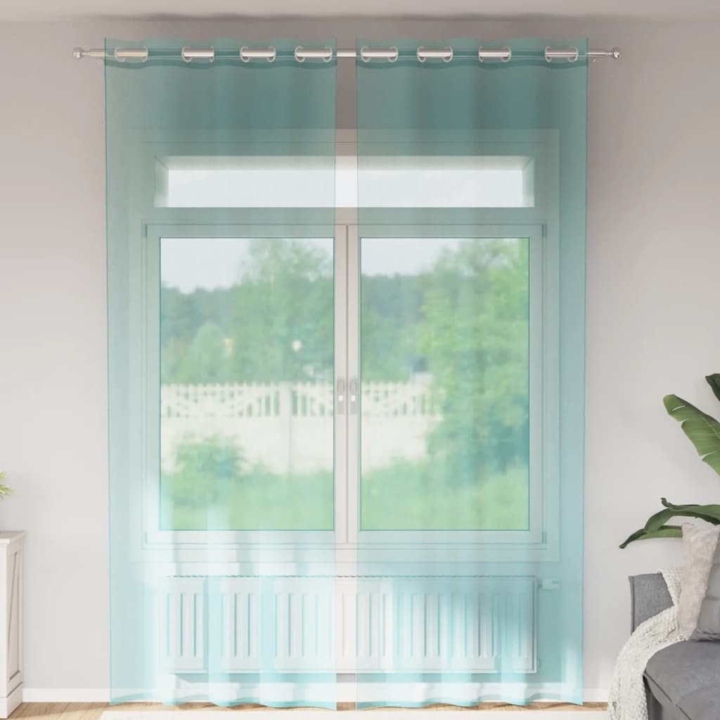 vidaXL Voile Vorhänge mit Ösen 2 Stk. Türkis